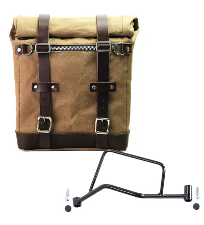 Sacoche latérale en toile 22L-30L + support gauche pour R 1200R - L'atelier Bleu Motostore