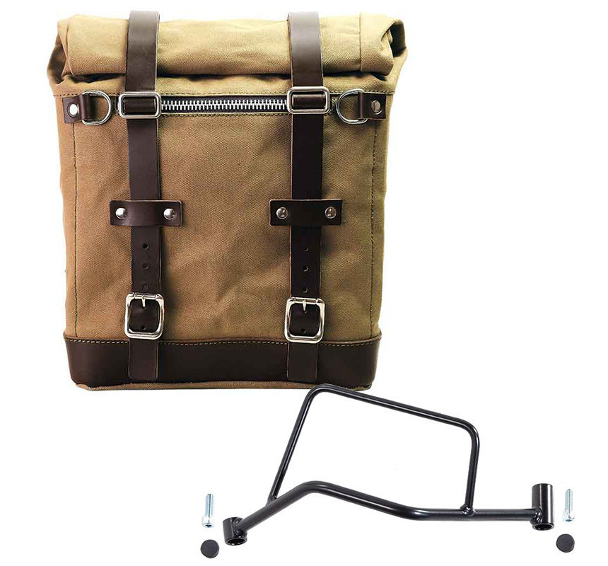 Sacoche latérale en toile 22L-30L + support gauche pour R 1200R - L'atelier Bleu Motostore
