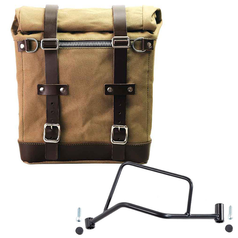 22L–30L canvas side pannier + left-hand mount for the R 1200R – L'atelier Bleu Motostore