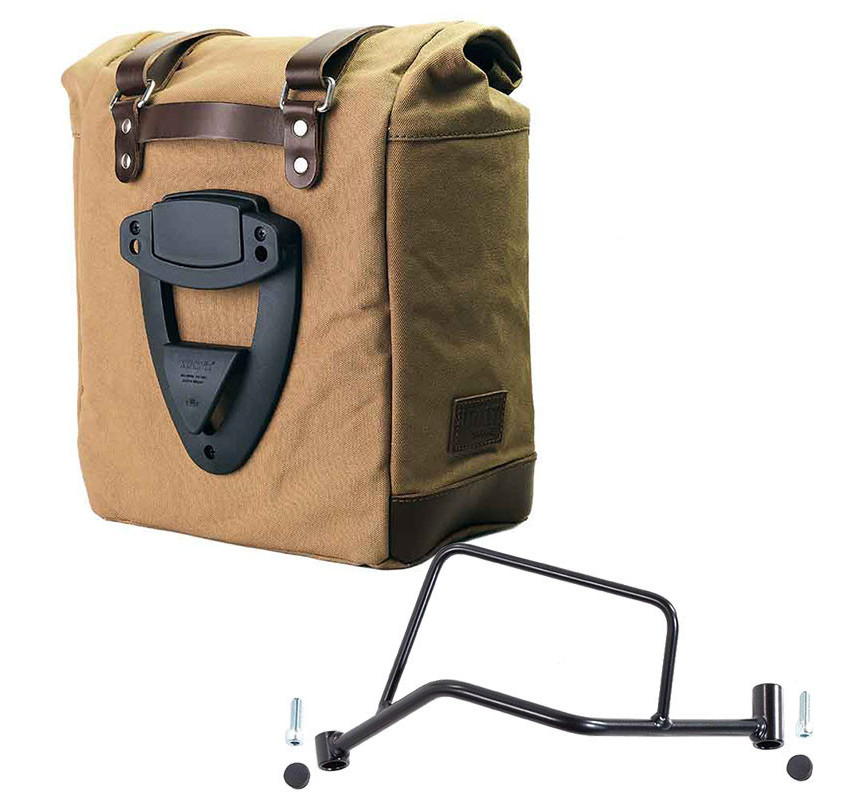 22L–30L canvas side pannier + left-hand mount for the R 1200R – L'atelier Bleu Motostore