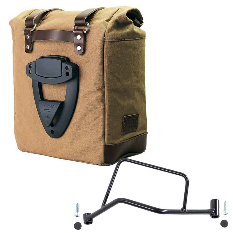 22L–30L canvas side pannier + left-hand mount for the R 1200R – L'atelier Bleu Motostore