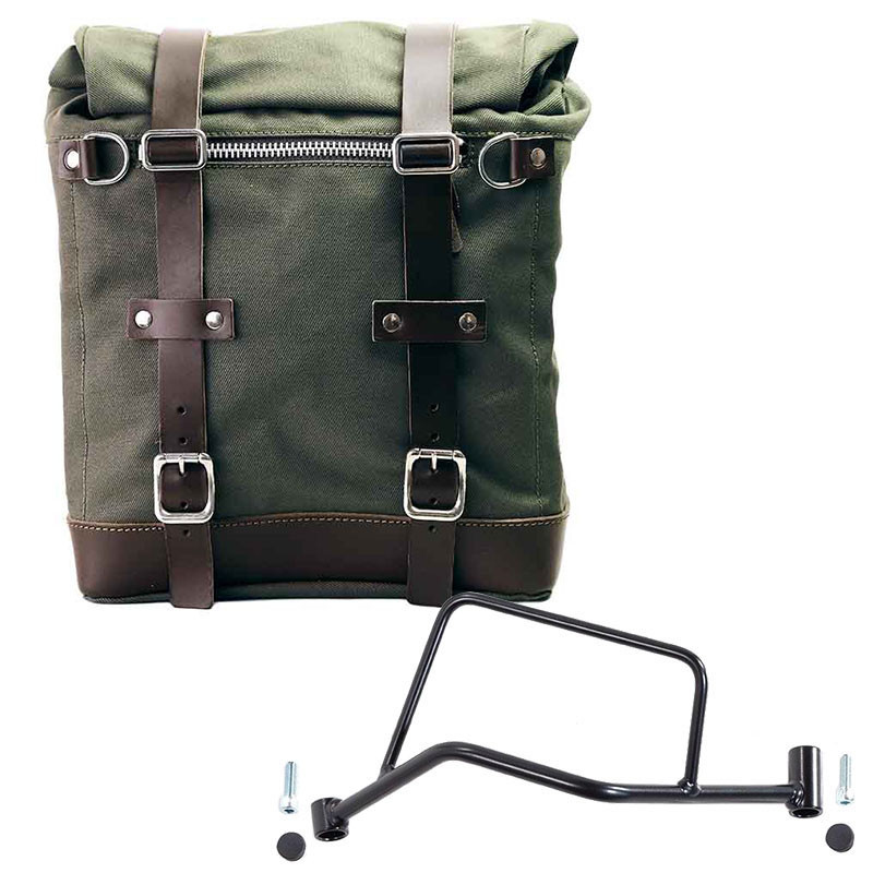 Sacoche latérale en toile 22L-30L + support gauche pour R 1200R - L'atelier Bleu Motostore