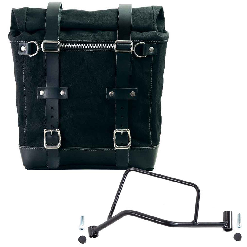 22L–30L canvas side pannier + left-hand mount for the R 1200R – L'atelier Bleu Motostore