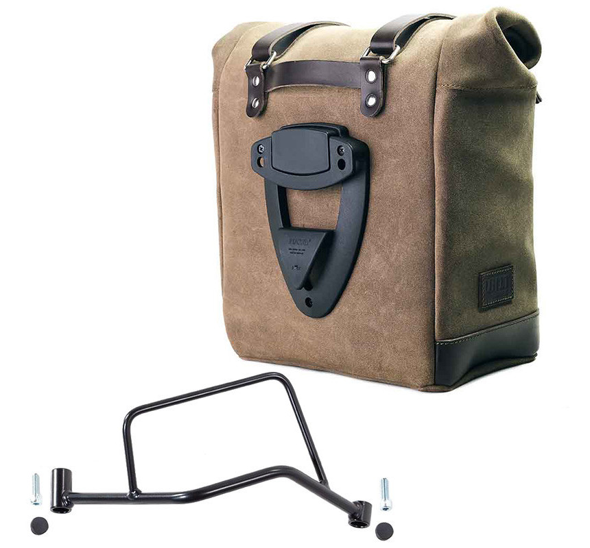 Sacoche latérale en daim 22L-30L + support droit pour R 1200R - L'atelier Bleu Motostore