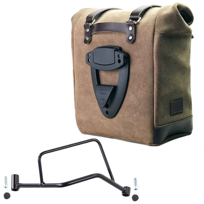 Sacoche latérale en daim 22L-30L + support droit pour R 1200R - L'atelier Bleu Motostore