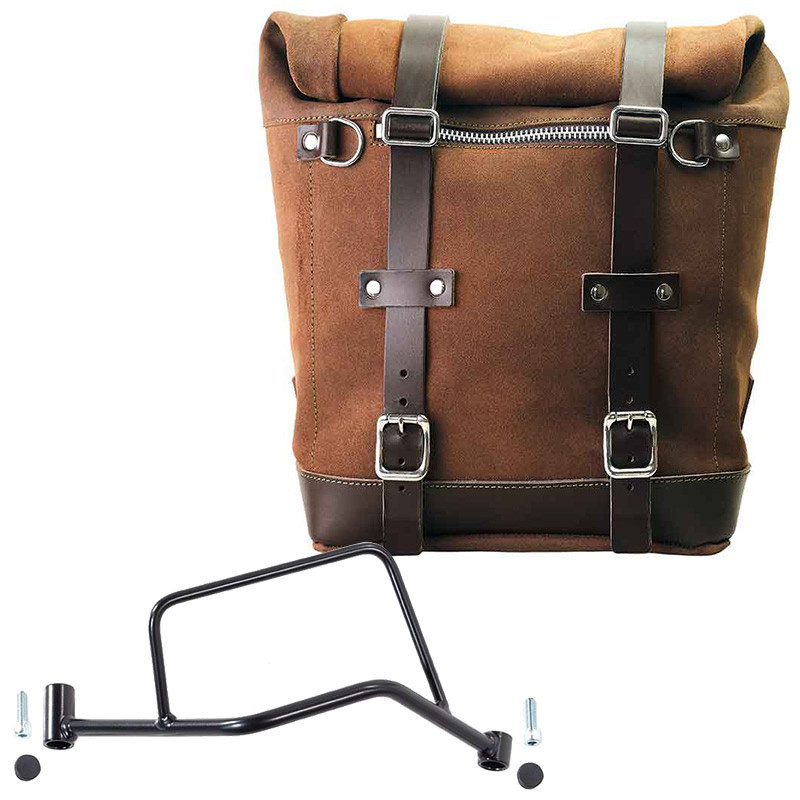 Sacoche latérale en daim 22L-30L + support droit pour R 1200R - L'atelier Bleu Motostore