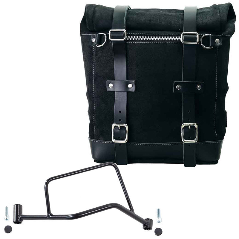 Sacoche latérale en daim 22L-30L + support droit pour R 1200R - L'atelier Bleu Motostore