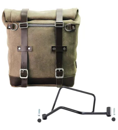 22L–30L suede side pannier + left-hand mount for the R 1200R – L'atelier Bleu Motostore