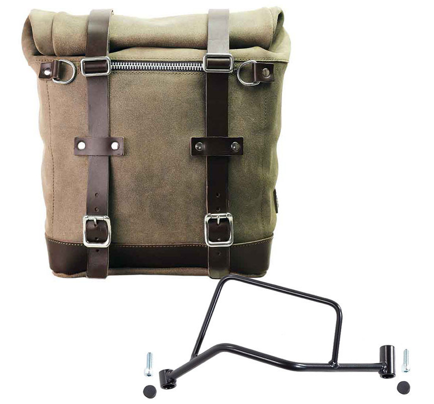 22L–30L suede side pannier + left-hand mount for the R 1200R – L'atelier Bleu Motostore