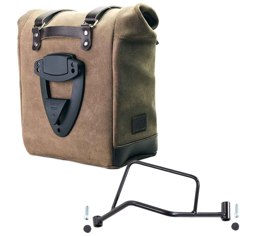 Sacoche latérale en daim 22L-30L + support gauche pour R 1200R - L'atelier Bleu Motostore