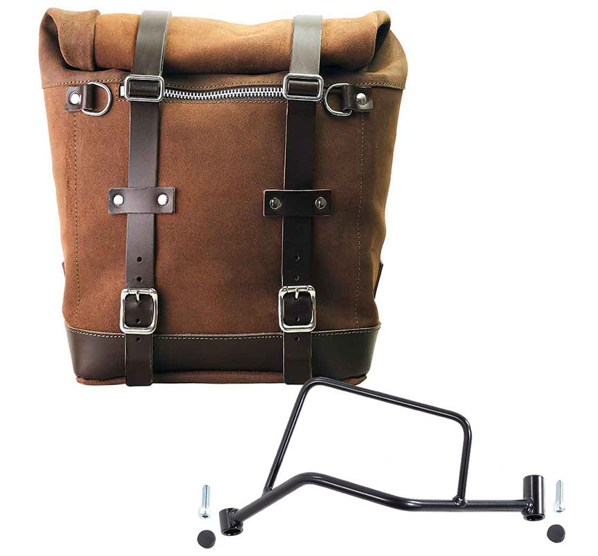 22L–30L suede side pannier + left-hand mount for the R 1200R – L'atelier Bleu Motostore
