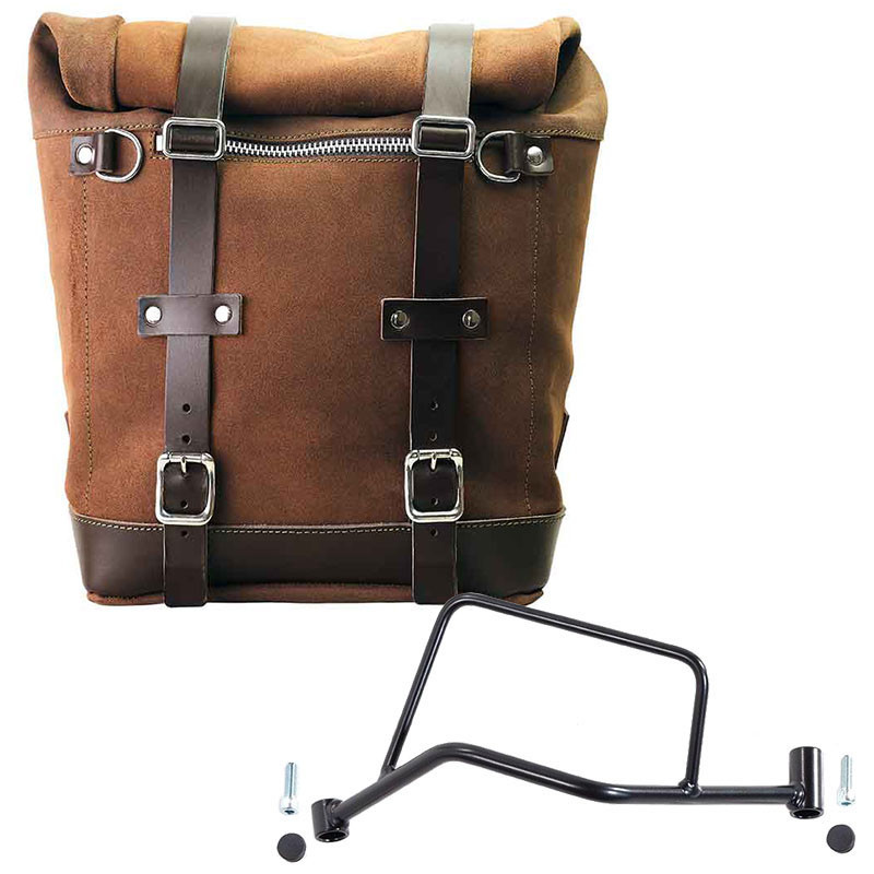 Sacoche latérale en daim 22L-30L + support gauche pour R 1200R - L'atelier Bleu Motostore