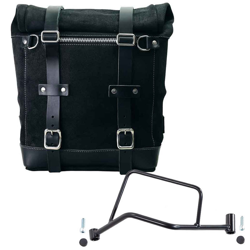Sacoche latérale en daim 22L-30L + support gauche pour R 1200R - L'atelier Bleu Motostore
