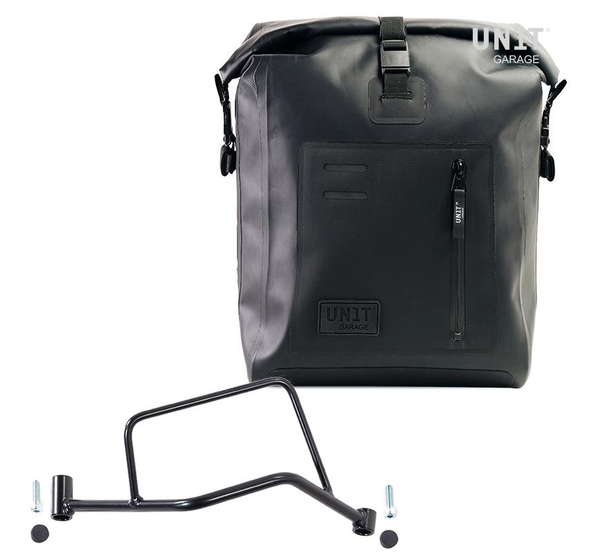 Khali TPU side pannier, 20L–26L, with right-hand mount for the R 1200R – L'atelier Bleu Motostore