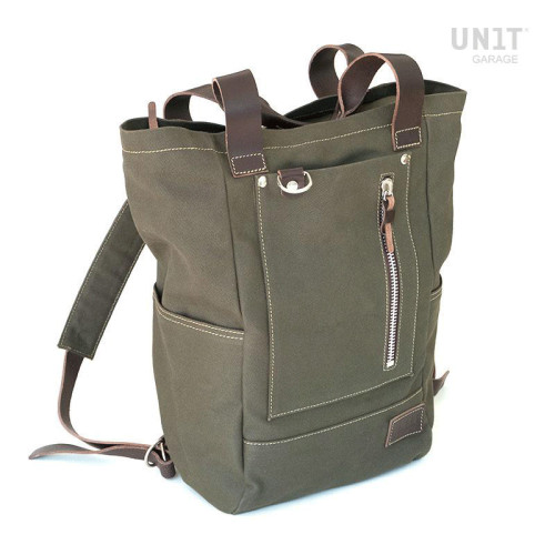 Namib 18L Canvas Rucksack, Green/Brown – L'atelier Bleu Motostore