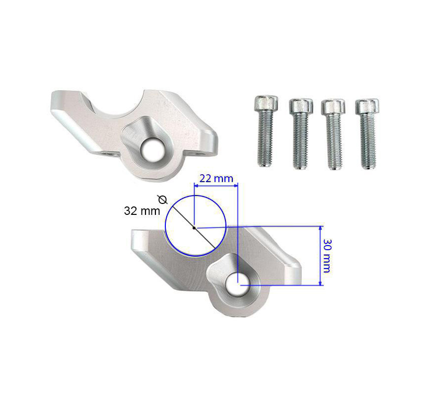 Réhausseurs de guidon déporté pour R 1200GS/GSA et R 1250GS/GSA - L'atelier Bleu Motostore