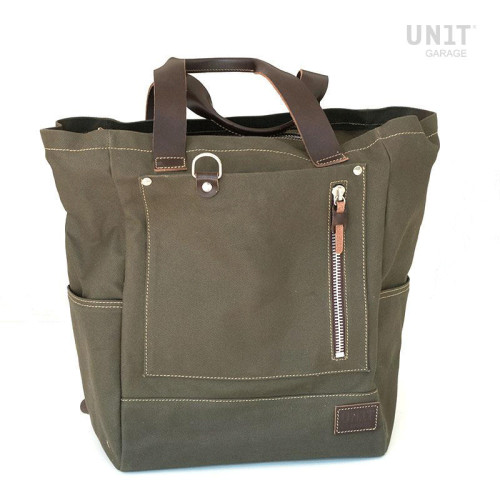Sac à dos en toile Namib 30L Vert/Marron - L'atelier Bleu Motostore