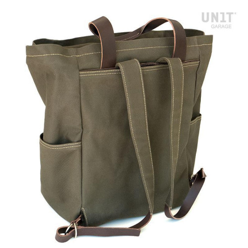  Sac à dos en toile Namib 30L Vert/Marron - L'atelier Bleu Motostore
