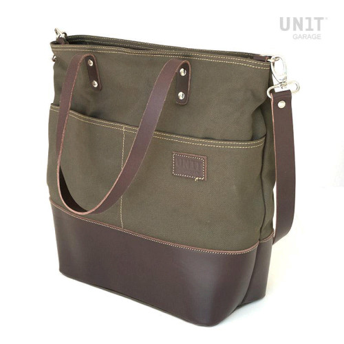 Mojave 24L Canvas Bag – Green/Brown – L'atelier Bleu Motostore