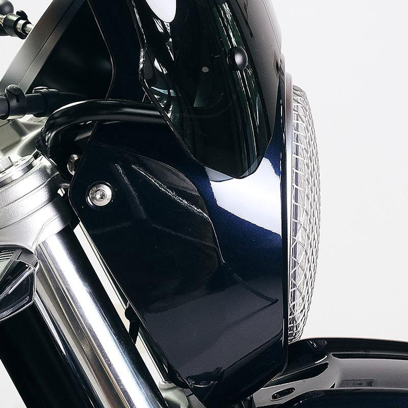 Grey headlight protection grille for the R nineT and R 12 – L'atelier Bleu Motostore