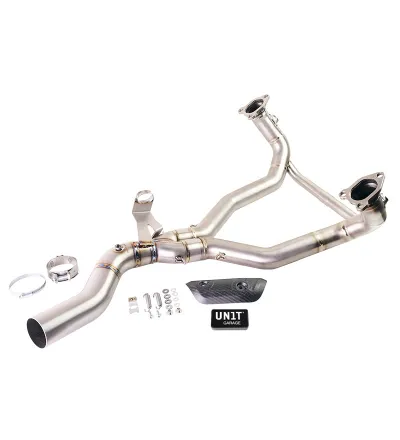 Collecteur échappement en titane sans catalyseur avec correcteur voyant moteur pour R 1300GS et ADV - L'atelier Bleu Motostore