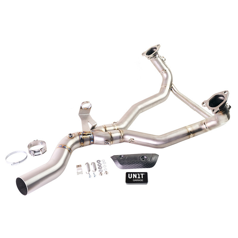 Collecteur échappement en titane sans catalyseur avec correcteur voyant moteur pour R 1300GS et ADV - L'atelier Bleu Motostore