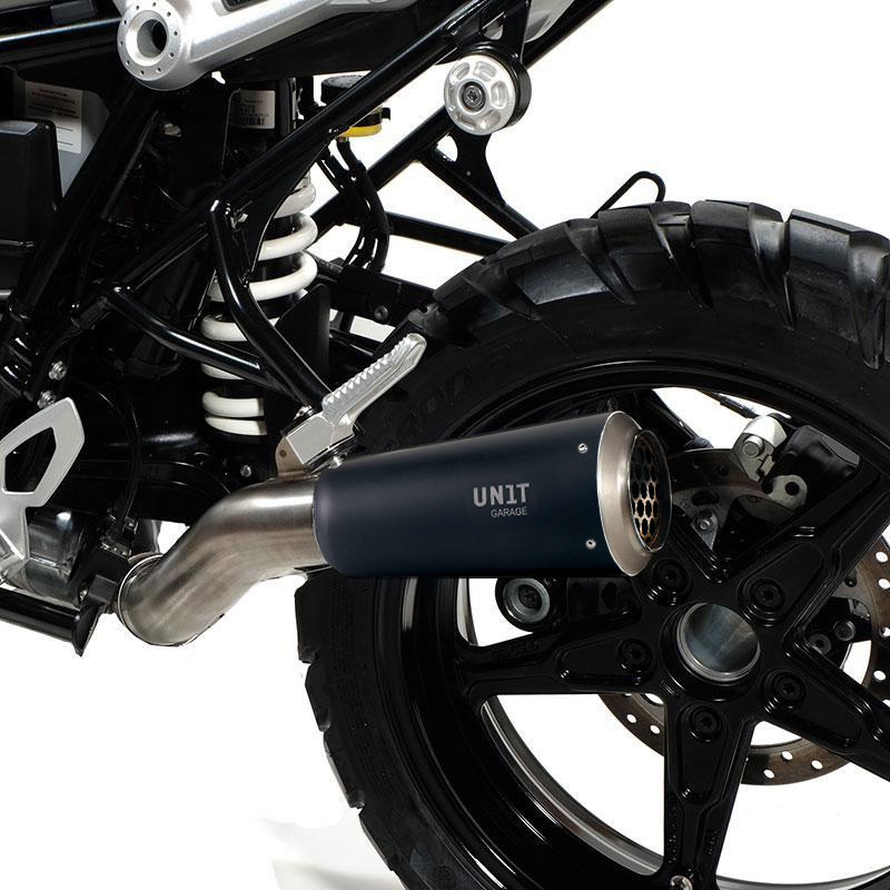 Lower silencer + bracket for R nineT, black titanium - L'atelier Bleu Motostore