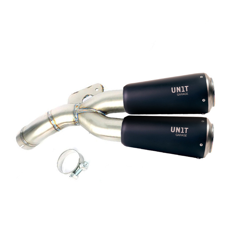 Silencieux double bas en titane pour R nineT Titane noir - L'atelier Bleu Motostore