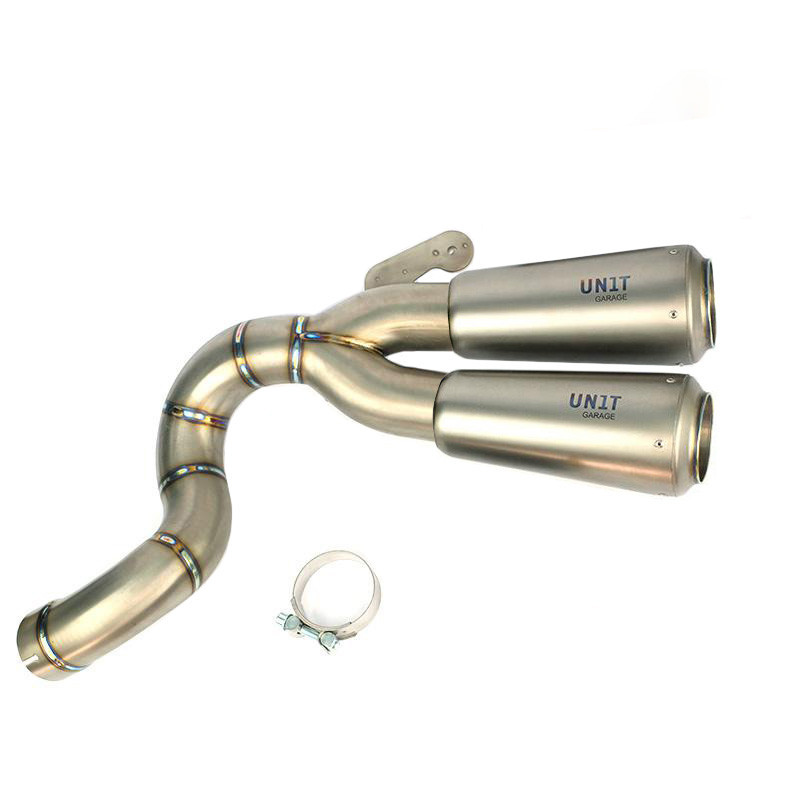 Twin titanium exhaust for the R nineT Scrambler Titanium – L'atelier Bleu Motostore