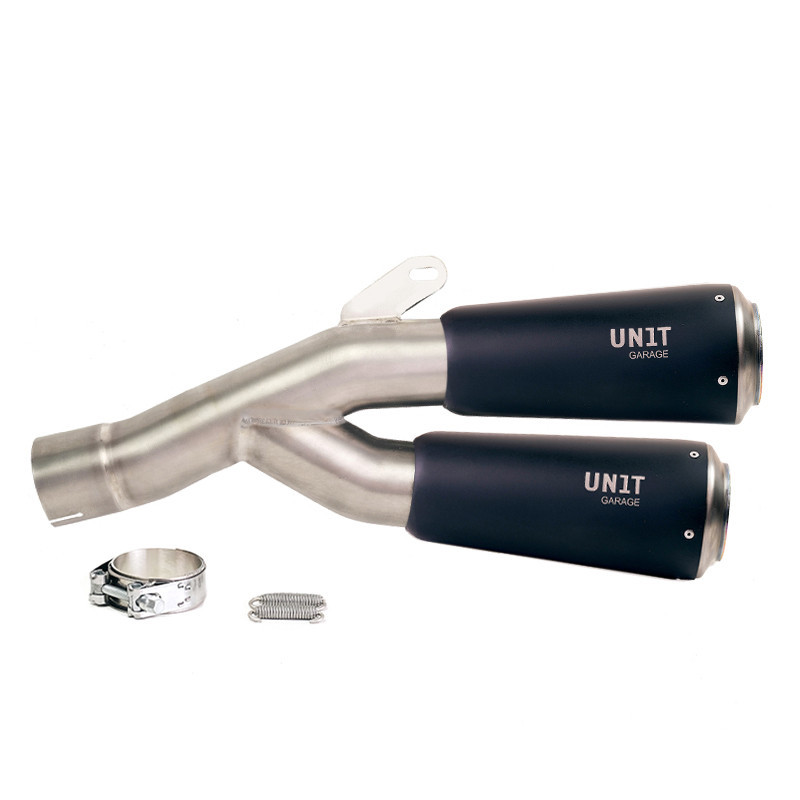 Double silencieux échappement bas en inox pour R 12 nineT Titane noir - L'atelier Bleu Motostore