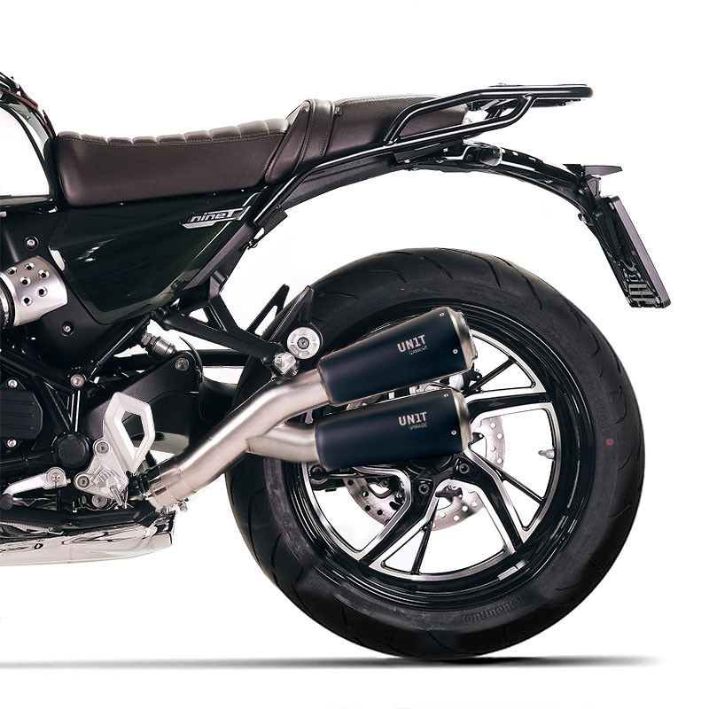  Double silencieux échappement bas en inox pour R 12 nineT Titane noir - L'atelier Bleu Motostore