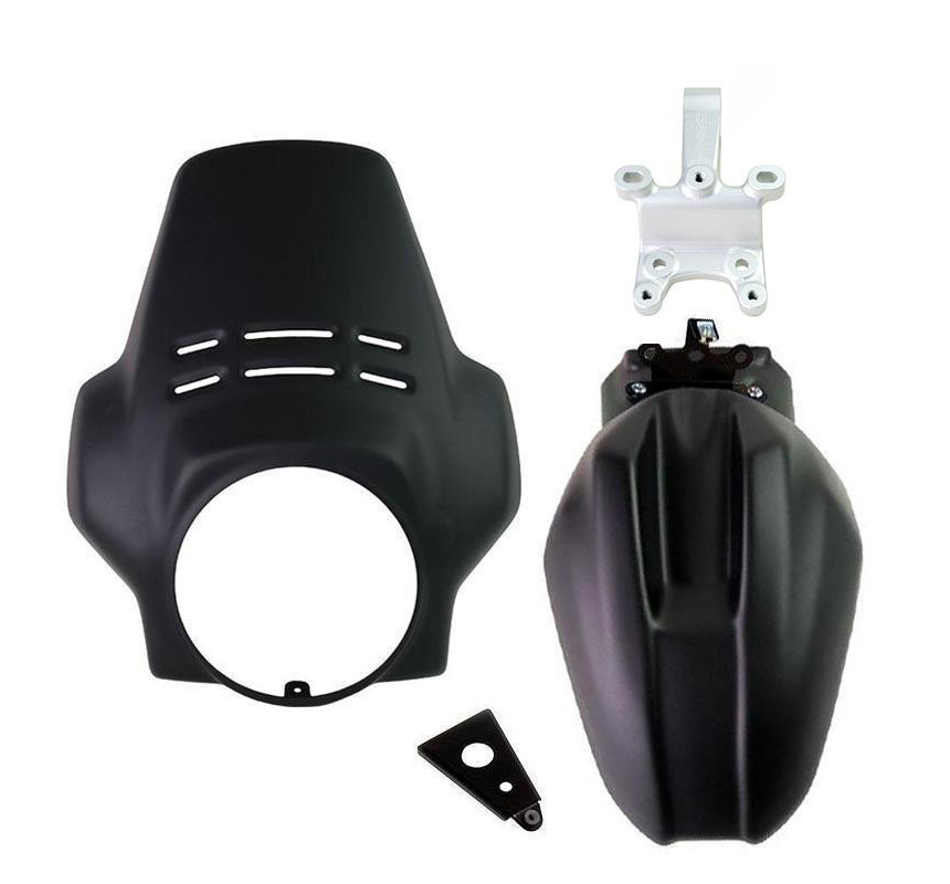 Fenouil fork crown + front mudguard for the R nineT Scrambler and Pure in matt black – L'atelier Bleu Motostore