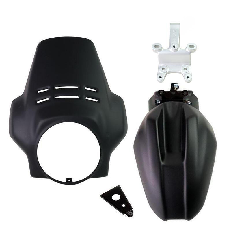 Fenouil fork crown + front mudguard for the R nineT Scrambler and Pure in matt black – L'atelier Bleu Motostore