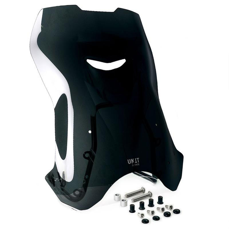 Saute vent XL + support GPS pour R nineT Scrambler et Pure Noir Fumé - L'atelier Bleu Motostore