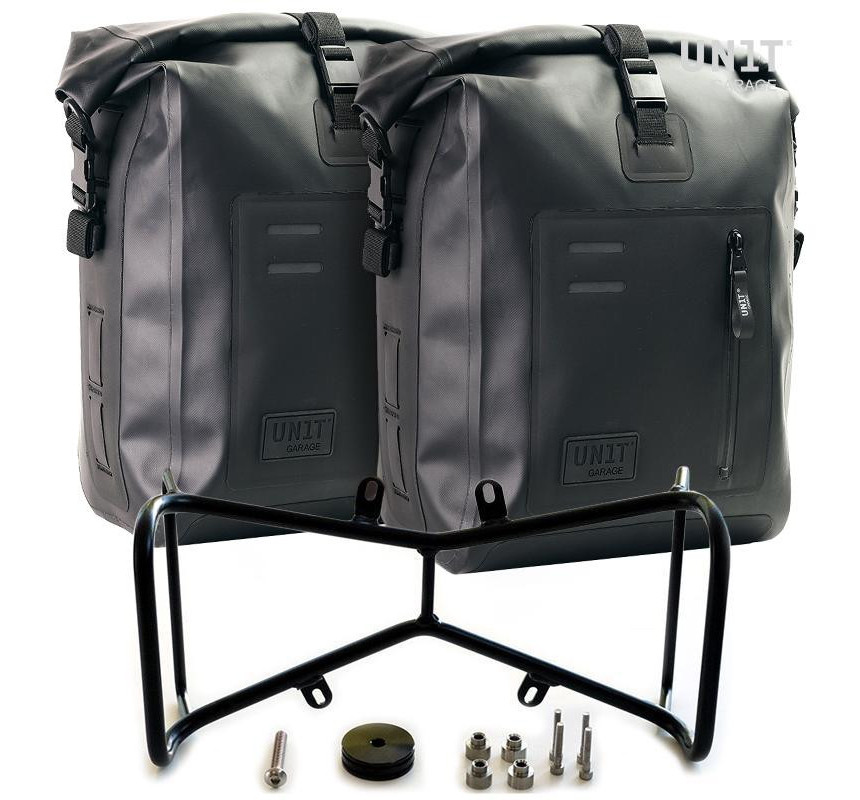 Sacoches latérales Khali en TPU + supports (symétrique) pour R nineT - L'atelier Bleu Motostore