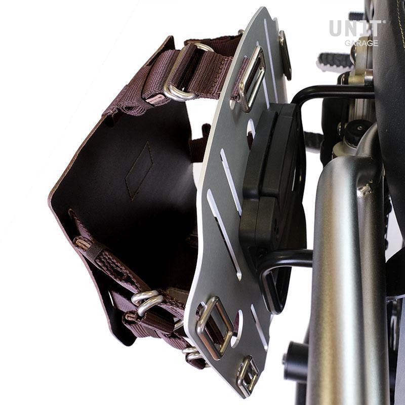  Porte-sacoche latéral en cuir 10L-14L + support droit pour R nineT - L'atelier Bleu Motostore