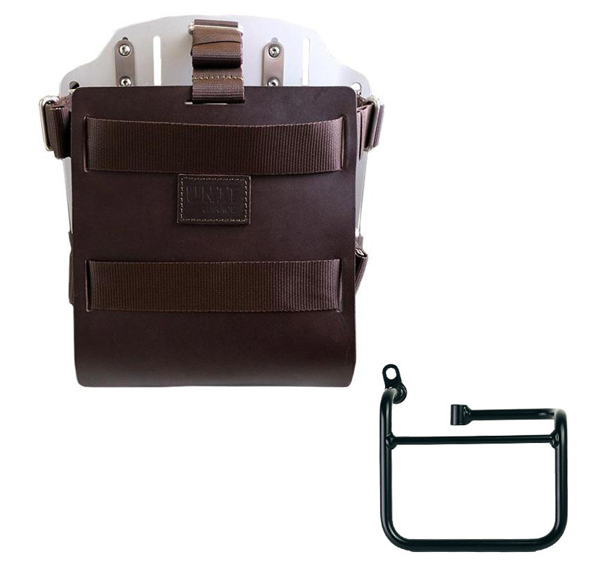 10L–14L leather side pannier holder + left-hand bracket for CE 02 – L'atelier Bleu Motostore