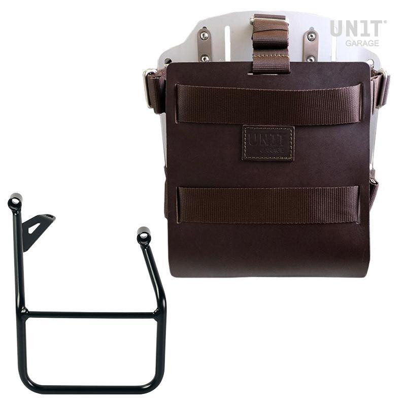 10L–14L leather side pannier holder + right-hand bracket for the R 1300GS – L'atelier Bleu Motostore