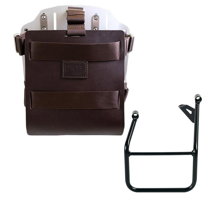 10L–14L leather side pannier holder + left-hand bracket for the R 1300GS – L'atelier Bleu Motostore
