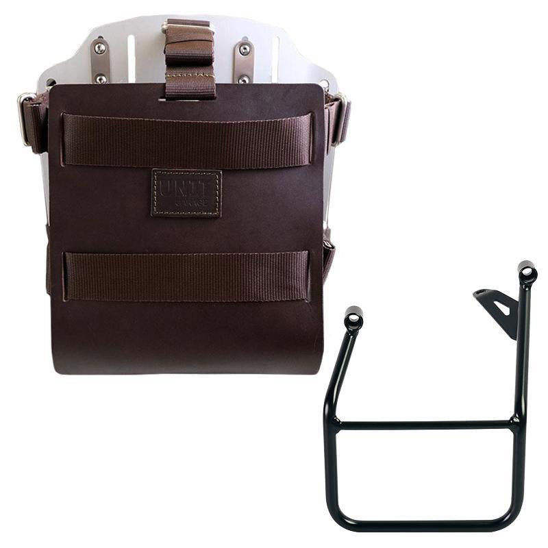 10L–14L leather side pannier holder + left-hand bracket for the R 1300GS – L'atelier Bleu Motostore