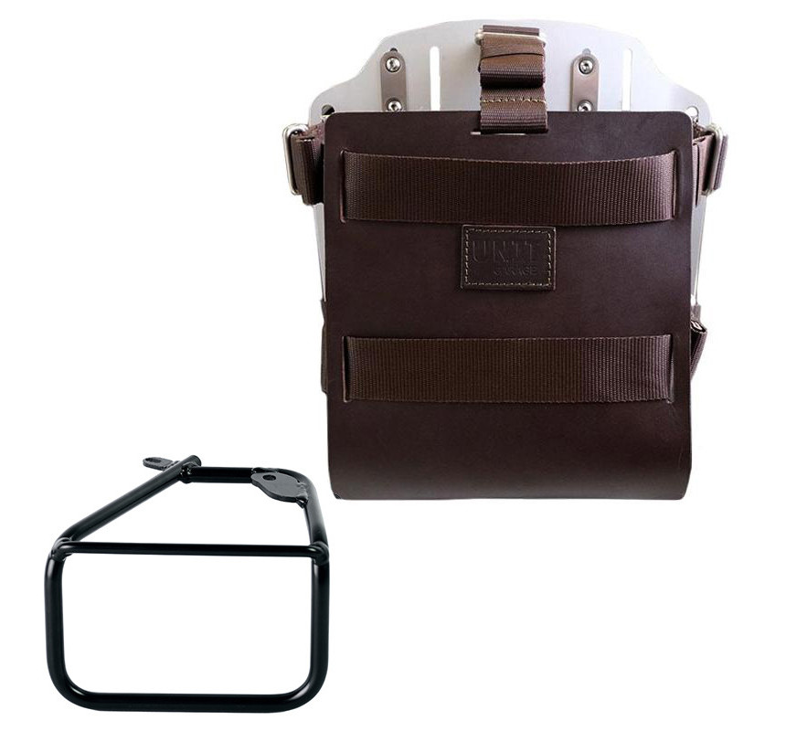 Porte-sacoche latéral en cuir 10L-14L + support droit pour R 12 nineT - L'atelier Bleu Motostore