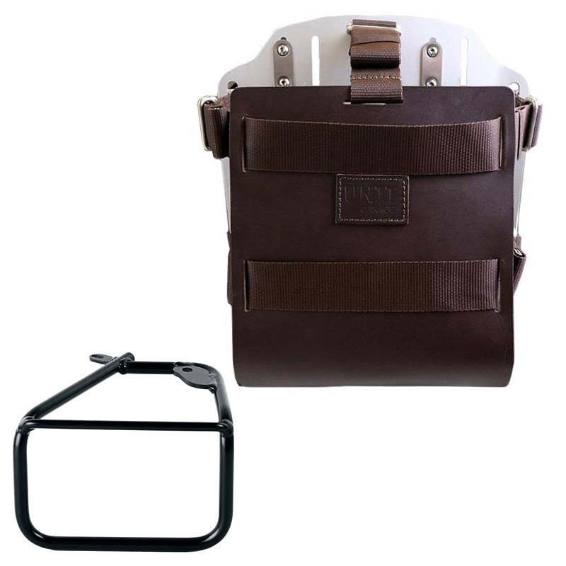 Porte-sacoche latéral en cuir 10L-14L + support droit pour R 12 nineT - L'atelier Bleu Motostore