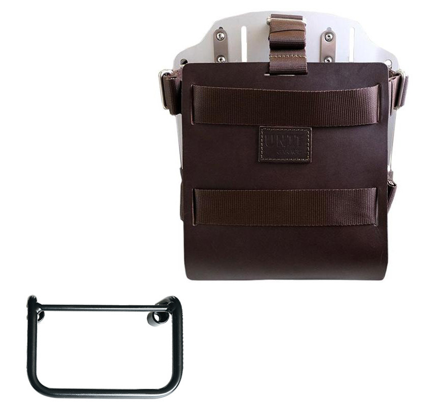Porte-sacoche latéral en cuir 10L-14L + support droit pour R 12 - L'atelier Bleu Motostore