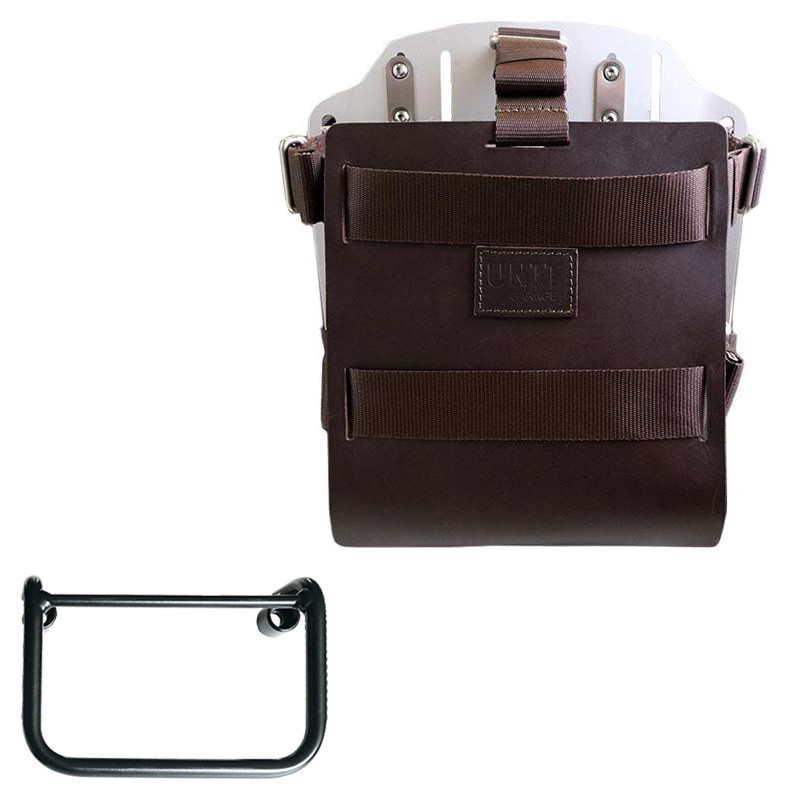Porte-sacoche latéral en cuir 10L-14L + support droit pour R 12 - L'atelier Bleu Motostore