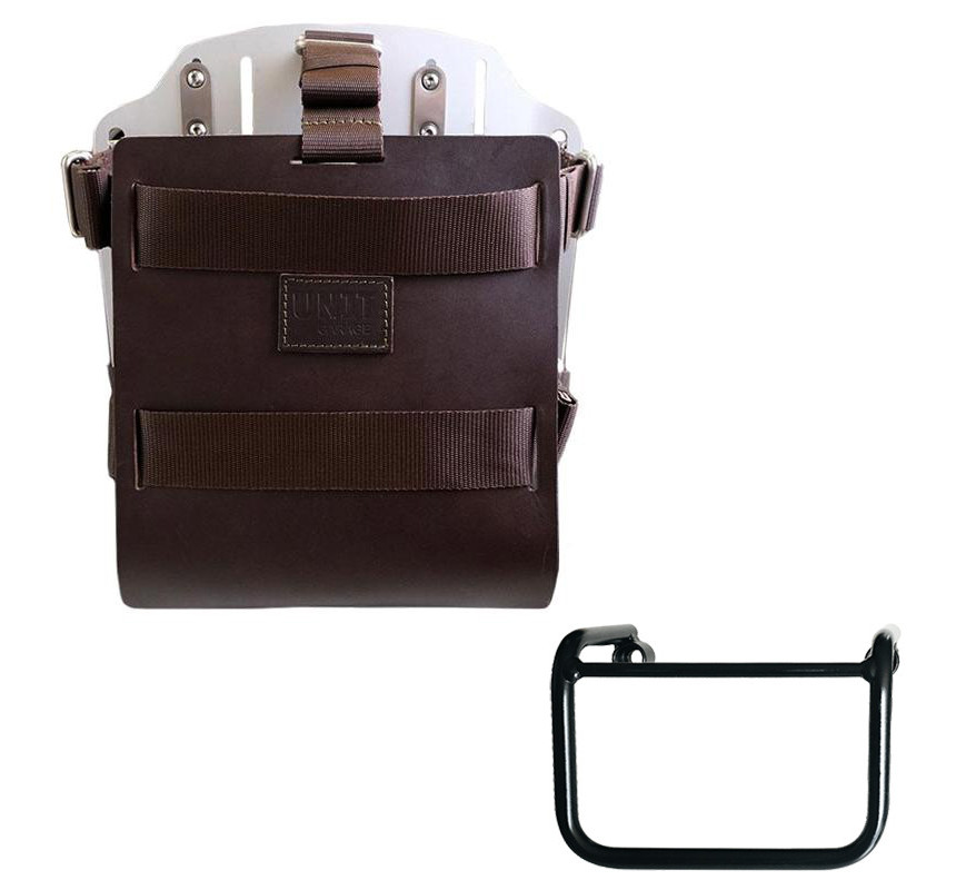 Porte-sacoche latéral en cuir 10L-14L + support gauche pour R 12 - L'atelier Bleu Motostore