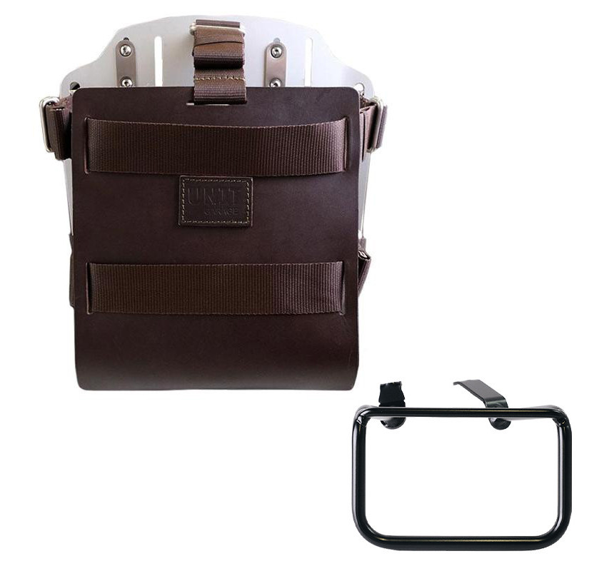 10L–14L leather side pannier holder + left-hand bracket for R 12 G/S – L'atelier Bleu Motostore