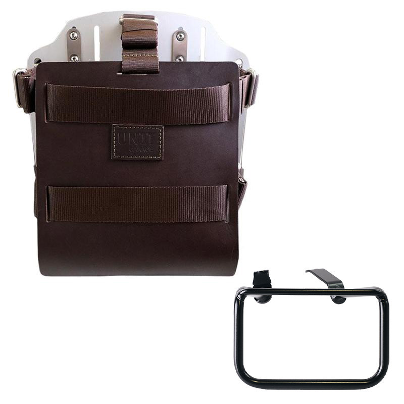 10L–14L leather side pannier holder + left-hand bracket for R 12 G/S – L'atelier Bleu Motostore