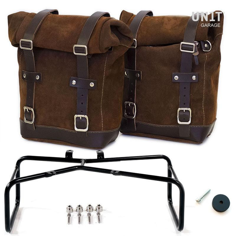 Sacoches latérales en cuir + supports pour R nineT ColoradoBrown - L'atelier Bleu Motostore