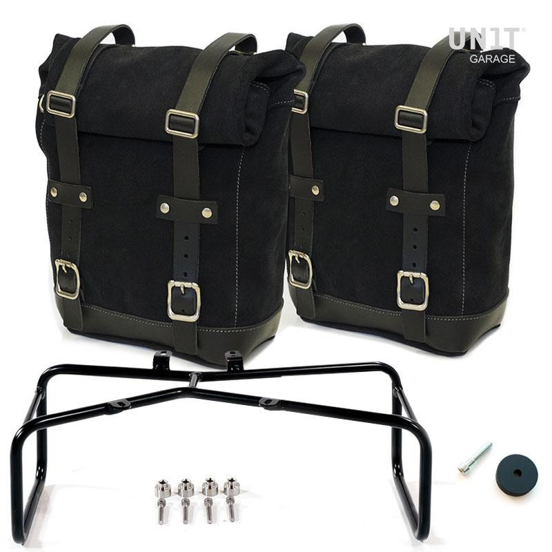 Leather side panniers + mounts for the R nineT Jetblack - L'atelier Bleu Motostore