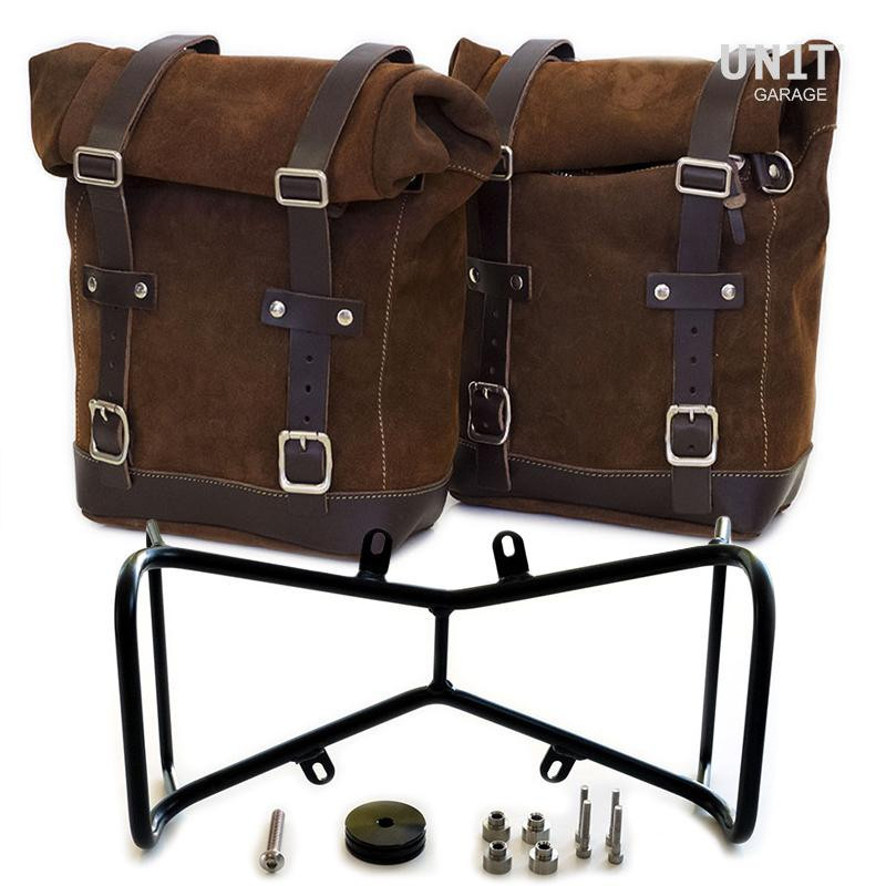 Sacoches latérales en cuir + supports (symétrique) R nineT ColoradoBrown - L'atelier Bleu Motostore